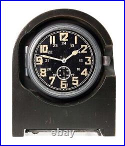 8-day 8-tage WWII Army Clock KIENZLE with CASE (? 2364, 1943-made) in WOODEN STAND