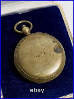 Antique USCE Army Corps of Engineers WWII Brass Field Compass by Taylor