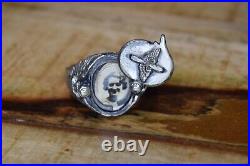 Authentic WWII U. S. Army Air Corps / Force Hidden Photo Ring Sterling Silver