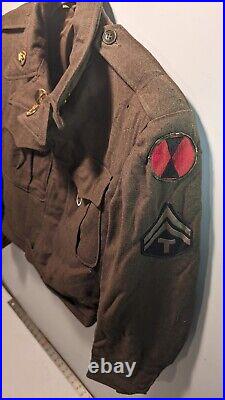 Authentic WWII U. S. Army Pacific 7th Infantry Division Wool Field Jacket 34R