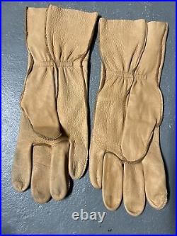 Beautiful Vintage WWII PILOT ARMY AIR FORCE Leather Gloves Size 9