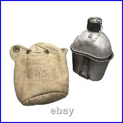 Canteen, Khaki Cover & Cup Set, US Army WW2 Original