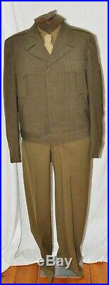 Complete Original U. S. WWII Army Officer Ike-Jacket Uniform. Big Red One NR Auc