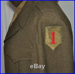 Complete Original U. S. WWII Army Officer Ike-Jacket Uniform. Big Red One NR Auc