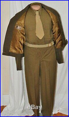 Complete Original U. S. WWII Army Officer Ike-Jacket Uniform. Big Red One NR Auc