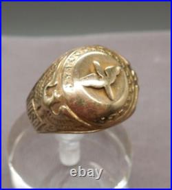 Early Rare R & S WWII Army Air Corps Pilot Ring USA 10k Yellow Gold Size 9.75