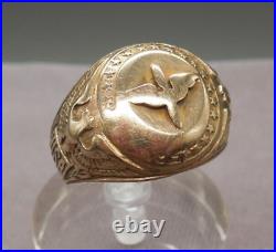 Early Rare R & S WWII Army Air Corps Pilot Ring USA 10k Yellow Gold Size 9.75