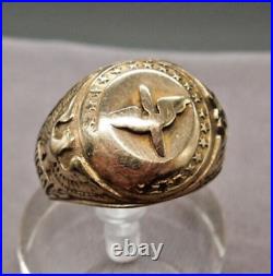 Early Rare R & S WWII Army Air Corps Pilot Ring USA 10k Yellow Gold Size 9.75