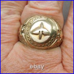 Early Rare R & S WWII Army Air Corps Pilot Ring USA 10k Yellow Gold Size 9.75