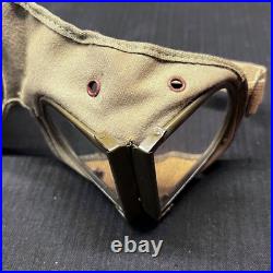 Former Japanese Army WWII Anti Dust Goggles w Leather Case Original Vintage Me