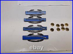 Four Original Vintage WWII US ARMY Sterling Silver Combat Infantry Badges with CBs