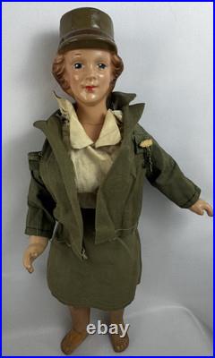 Fruendlich WAC Doll Composition Doll 1942 WWII Women's Army Original Uniform