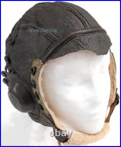 Genuine Fine WW2 US Army Air Forces B-6 Brown Leather Flying Helmet USAAF