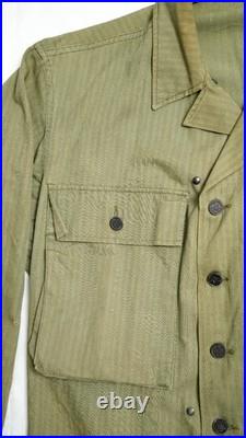 Genuine US Army WWII HBT Field Work Jacket 36R Light Shade With Gas Flap Genuine US Army WWII HBT Field Work Jacket 36R Light Shade With Gas Flap