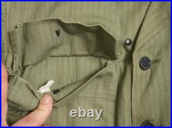 Genuine US Army WWII HBT Field Work Jacket 36R Light Shade With Gas Flap