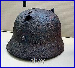 German Helmet M35/40 64 size combat damaged WW2 Wehrmacht Original Dug relic