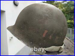 HELMET M1 + M1 LINER WW 2 FOR ARMORED TROOPS 1st DIVISION U. S. Army
