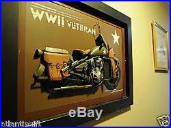 Harley Davidson WLA 1942 WWII Army Motorcycle Collectible Realistic 3D Painting