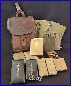 Imperial Japanese Army 9-Medals Map bag Notebook Old photo WW2 original