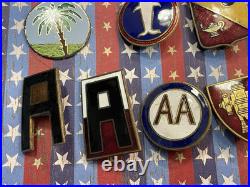 Lot of 35 WWII US Army Patch Type DI DUI Metal Insignia Division Command Etc