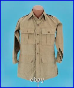 Men's VTG 1940s WWII British Army Aertex Khaki Bush Jacket Sz S 40s WW2
