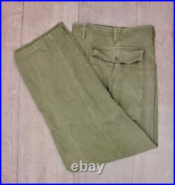 Men's VTG 1940s WWII HBT US Army Cargo Field Pants Sz XL 42X31 40s WW2 Trousers