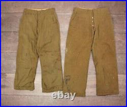 Men's VTG WWII Lot of 6 US Army Tanker Pants Kersey Wool Lined Sz 30-33 WW2 40s