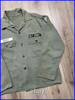 Men's Vintage HBT 13 Star US Army Issued Field Jacket WWII 1940's Medium Rare