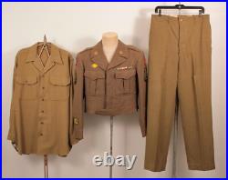 Men's Vtg WWII 63rd Infantry US 5th Army Ike 3 PC Wool Uniform Sz 38 R WW2 40s