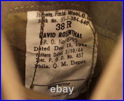 Men's Vtg WWII 63rd Infantry US 5th Army Ike 3 PC Wool Uniform Sz 38 R WW2 40s