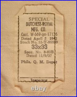 Men's Vtg WWII 63rd Infantry US 5th Army Ike 3 PC Wool Uniform Sz 38 R WW2 40s