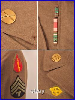 Men's Vtg WWII 63rd Infantry US 5th Army Ike 3 PC Wool Uniform Sz 38 R WW2 40s