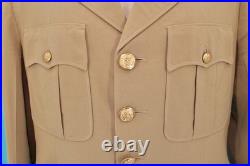 Men's Vtg WWII US Army Khaki Wool Officer's Summer Uniform Jacket Sz M WW2 40s