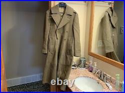 Militaria WW2 US Army 1942 Melton Wool Double Breasted OD Trenchcoat Size 34R