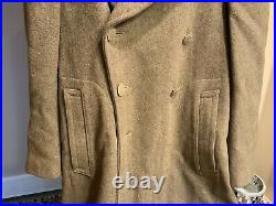 Militaria WW2 US Army 1942 Melton Wool Double Breasted OD Trenchcoat Size 34R