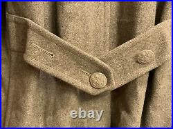 Militaria WW2 US Army 1942 Melton Wool Double Breasted OD Trenchcoat Size 34R