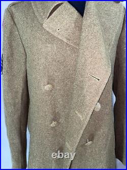 Militaria WW2 US Army Wool Double Breasted Trenchcoat Sz 40L 106th Inf 7th Dub