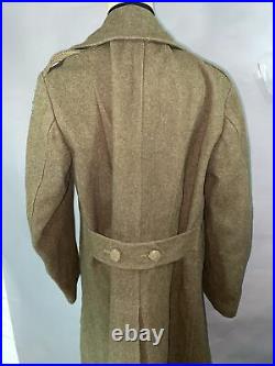 Militaria WW2 US Army Wool Double Breasted Trenchcoat Sz 40L 106th Inf 7th Dub
