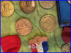 Military Junk Drawer Lot, WW2 Modern Boy Scout Medals Patches USMC Army Navy