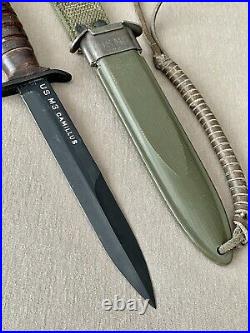 Mint WW II US M3 Camillus Blade Marked Trench Fighting Knife M8 Army Airborne EX