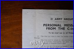 Montgomery D-Day Letter to Troops 1944 WWII. 21 Army Group, Original. Britain