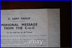 Montgomery D-Day Letter to Troops 1944 WWII. 21 Army Group, Original. Britain