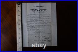 Montgomery D-Day Letter to Troops 1944 WWII. 21 Army Group, Original. Britain