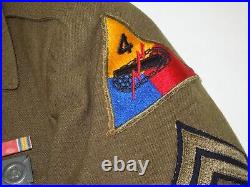 NAMED WWII US Army 4th Armored Division Ike Uniform Jacket Patches Ribbons