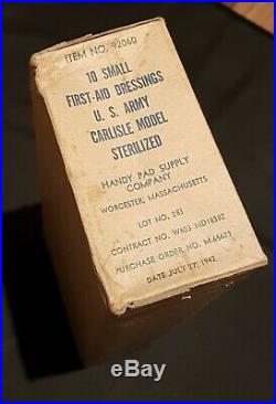 NOS Original WW2 US Army Box 10 Small First Aid Dressings Carlisle Bandages 1942