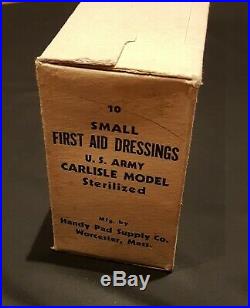 NOS Original WW2 US Army Box of 10 Small First Aid Dressings Carlisle Bandages