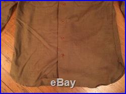NOS Original Ww2 World War 2 Wwll US Army Wool Flannel Shirt 15 1/2 34 date 1942