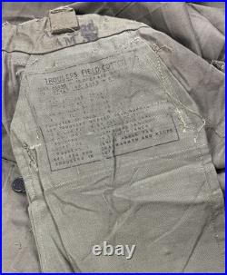 NOS WWII Cotton Field Trousers Size 46x32 HBT OD Green Cutter Tag Pants US Army