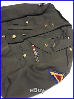 Named 1942 Original WWII U. S. Army Major Officer Jacket 7th Army & ECA Patches
