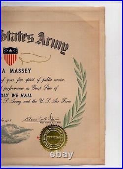 ORIGINAL 1940's ILONA MASSEY United States Army USO Tour. WWII CERTIFICATE